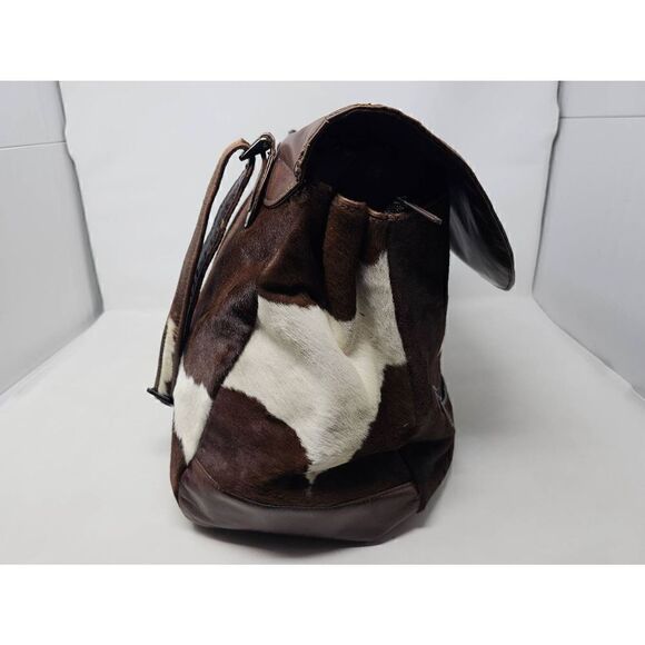 VITTORIO RICCI HAND MADE ITALY BROWN LEATHER COW HIDE PURSE TOTE LARGE 18" X 9" - Picture 3 of 10